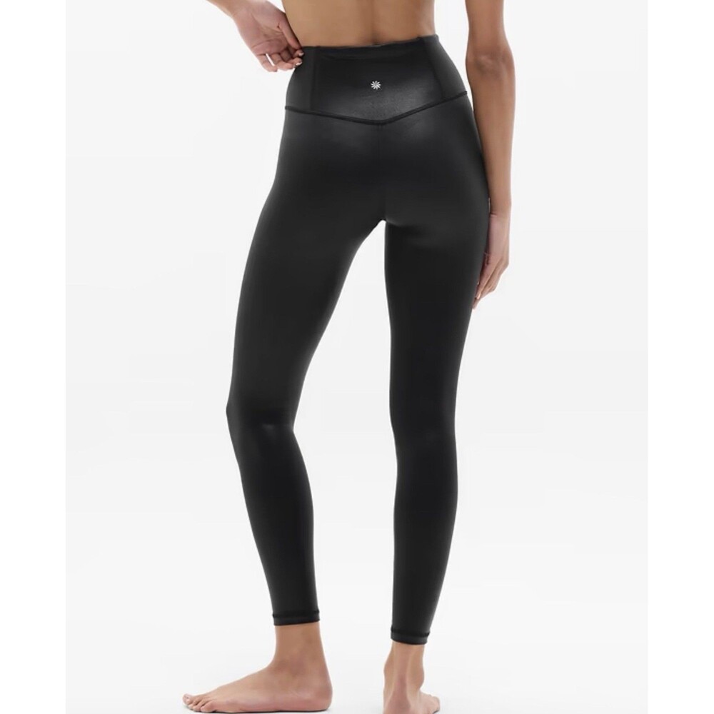 Athleta Elation Shine Tight Leggings Womens  Black Shine  Wet Look SZ XS